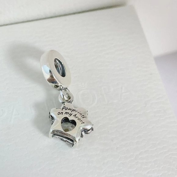2022 New Sparkling Pet Paw Print Dangle Charm Fits All Pandora Bracelet - Picture 6 of 6